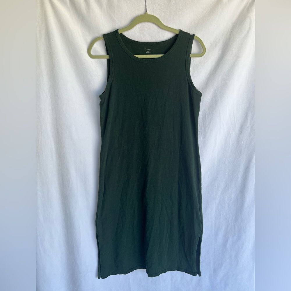 Daily Ritual Women's Tank Top Dress Size S 100% Cotton Green Slit Bottom